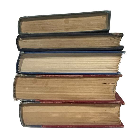 Antique Vintage Books Lot Of 5 Blue Hardcover Prop Decor Staging - Picture 3 of 8